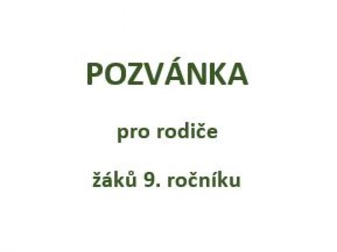 Pozvánka pro rodiče žáků 9. ročníku